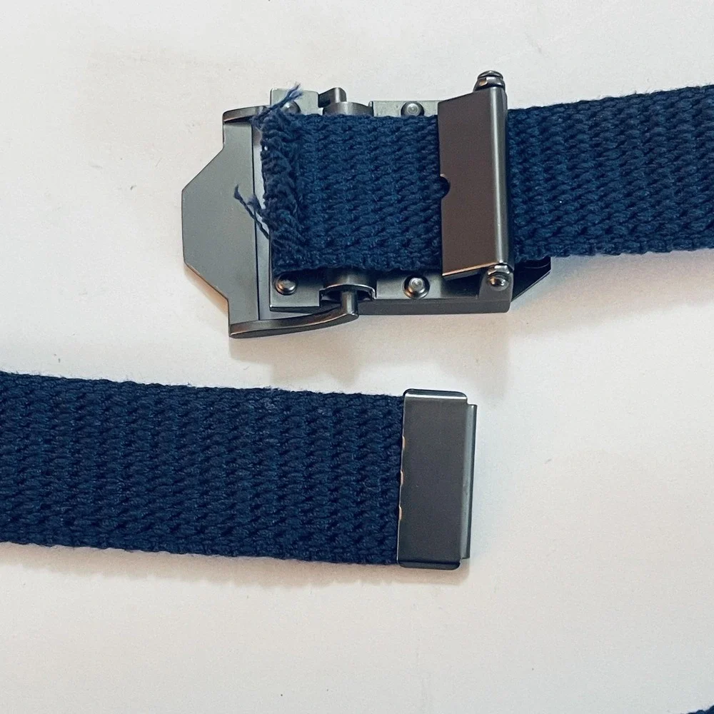 Webbing Scout Belt Mens‎ One Size Blue Cotton Wolf Logo Metal Buckle Adjustable